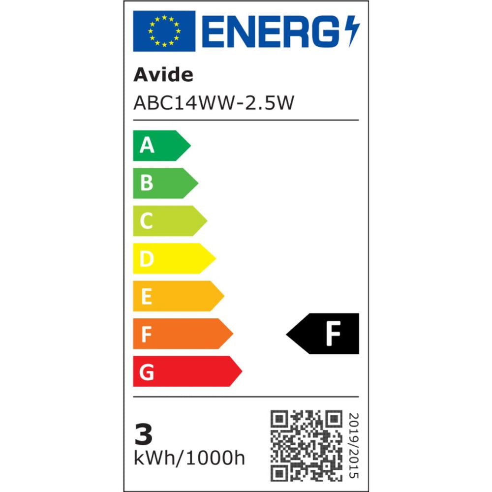 Avide led candle lamp 2,5w, e14 fitting, 3000 kelvin warmwit, 250 lumen