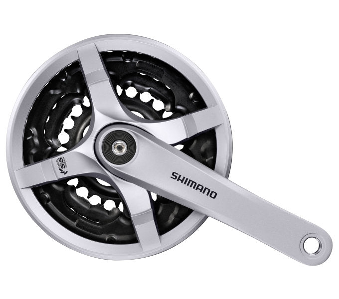 Shimano crankstel 6 7 8 speed tourney fc-ty501 met 170mm crankarm 42 x 34 x 24t met kettingscherm - zilver