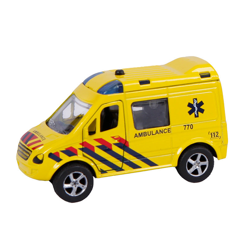 2-Play gegoten Pull Back Ambulance NL Licht en Geluid