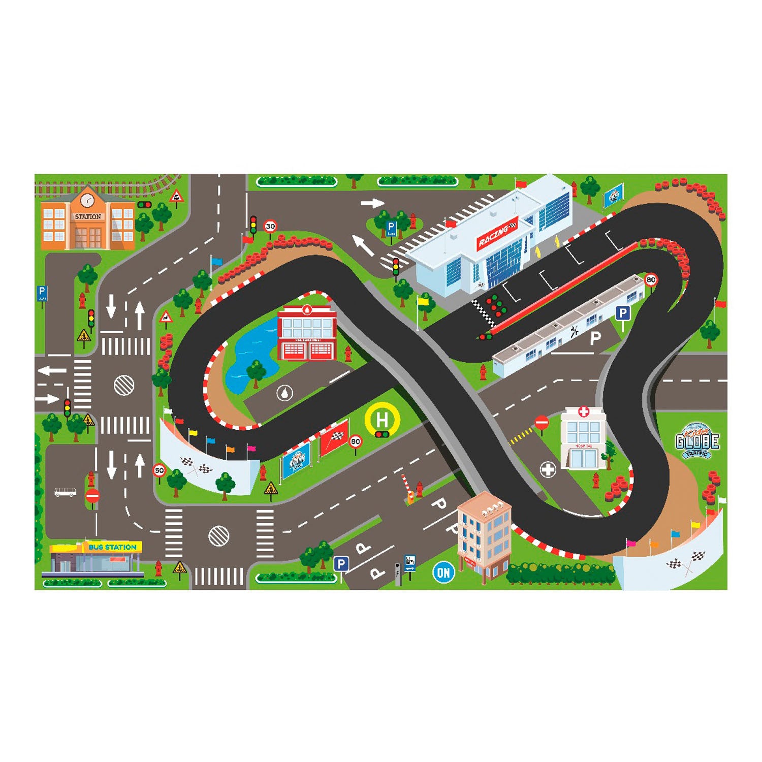 Kids Globe Verkeerskleed Circuit met LED-verlichting
