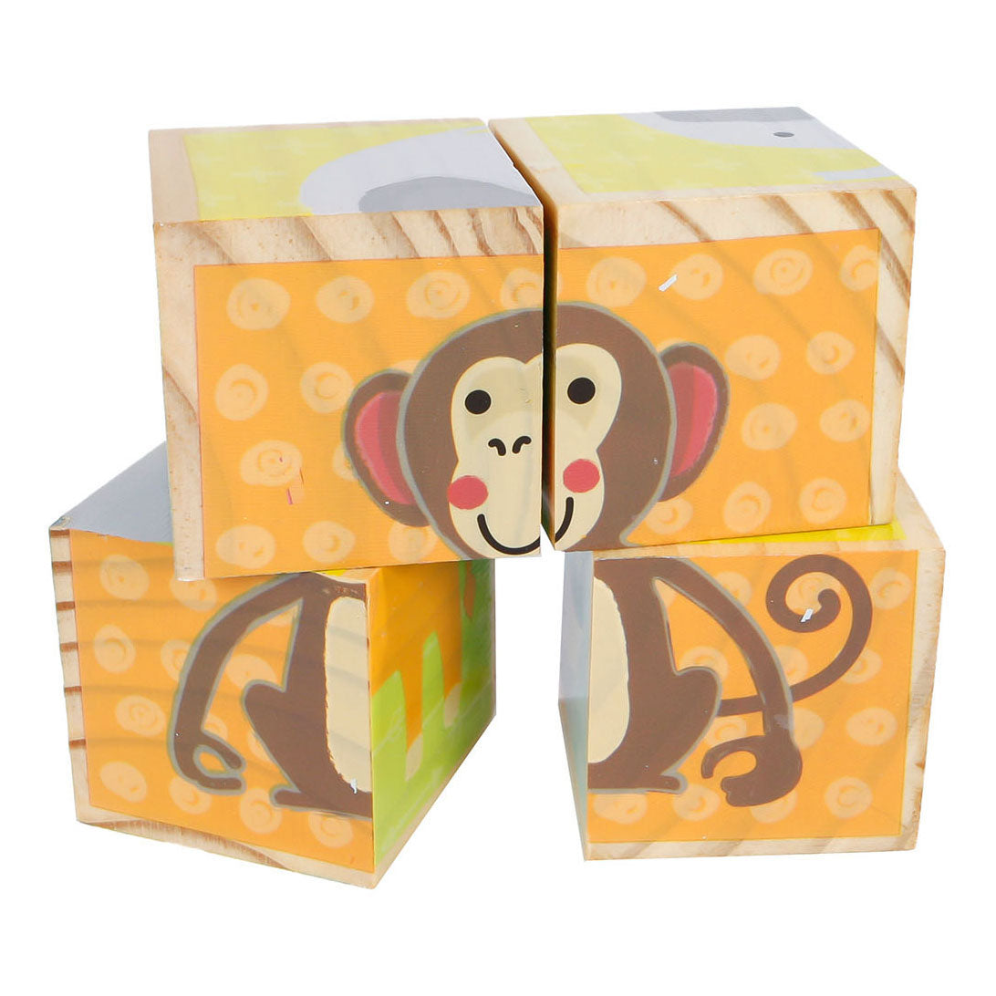Toys amsterdam houten blokpuzzel dieren fsc, 4st.