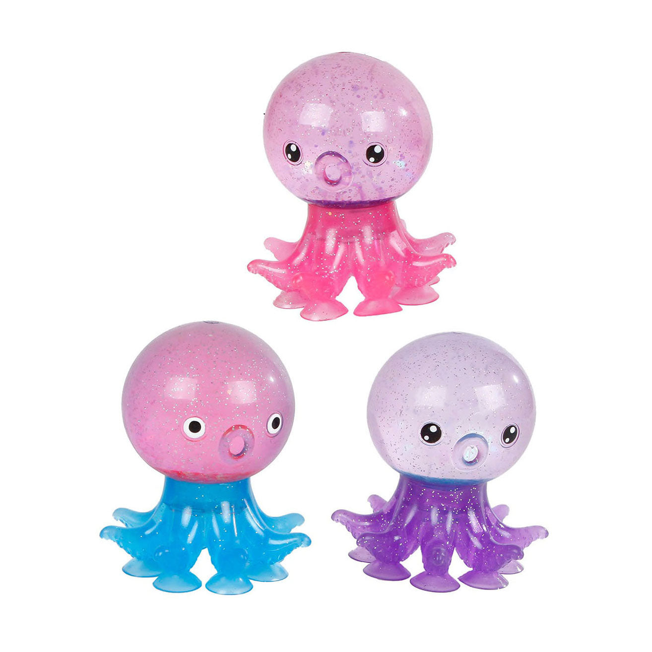 Bestemming diepe octopus glitterknijpbal met zuignappen