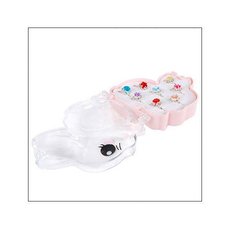 Children's rings in rabbit jewelry box, 8 pcs.