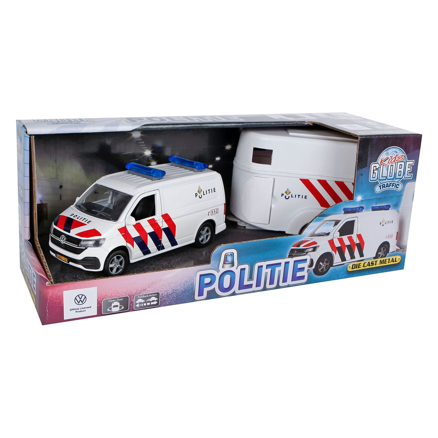 Kinderbol vw transporter politie met paardentrailer