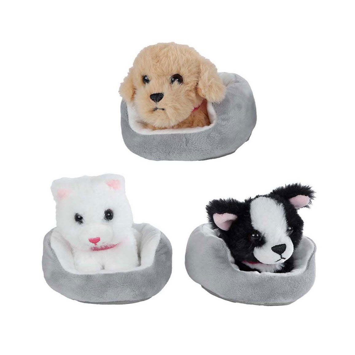 Take me home knuffel pluche hond of poes in mand, 12cm