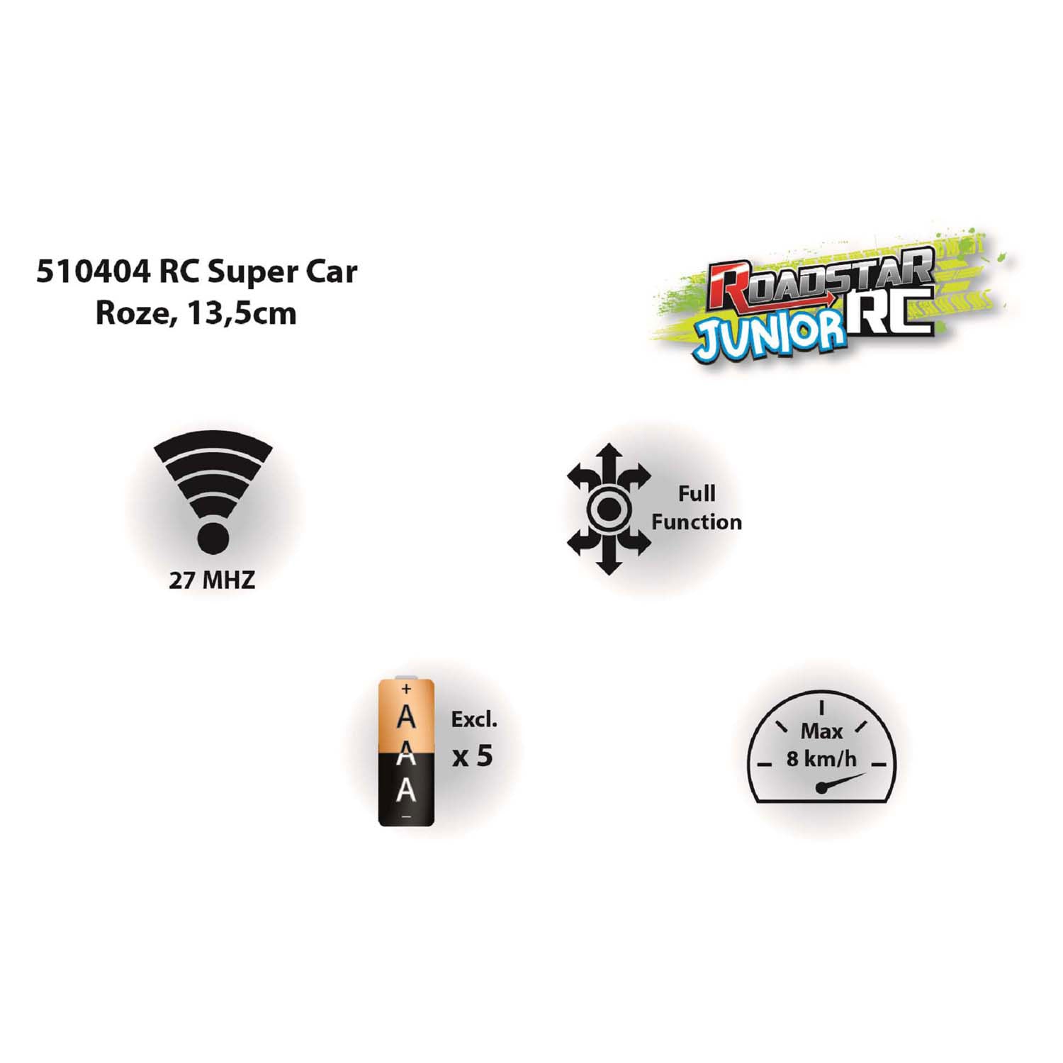 Rc roadstar auto 27mhz roze 13,5cm