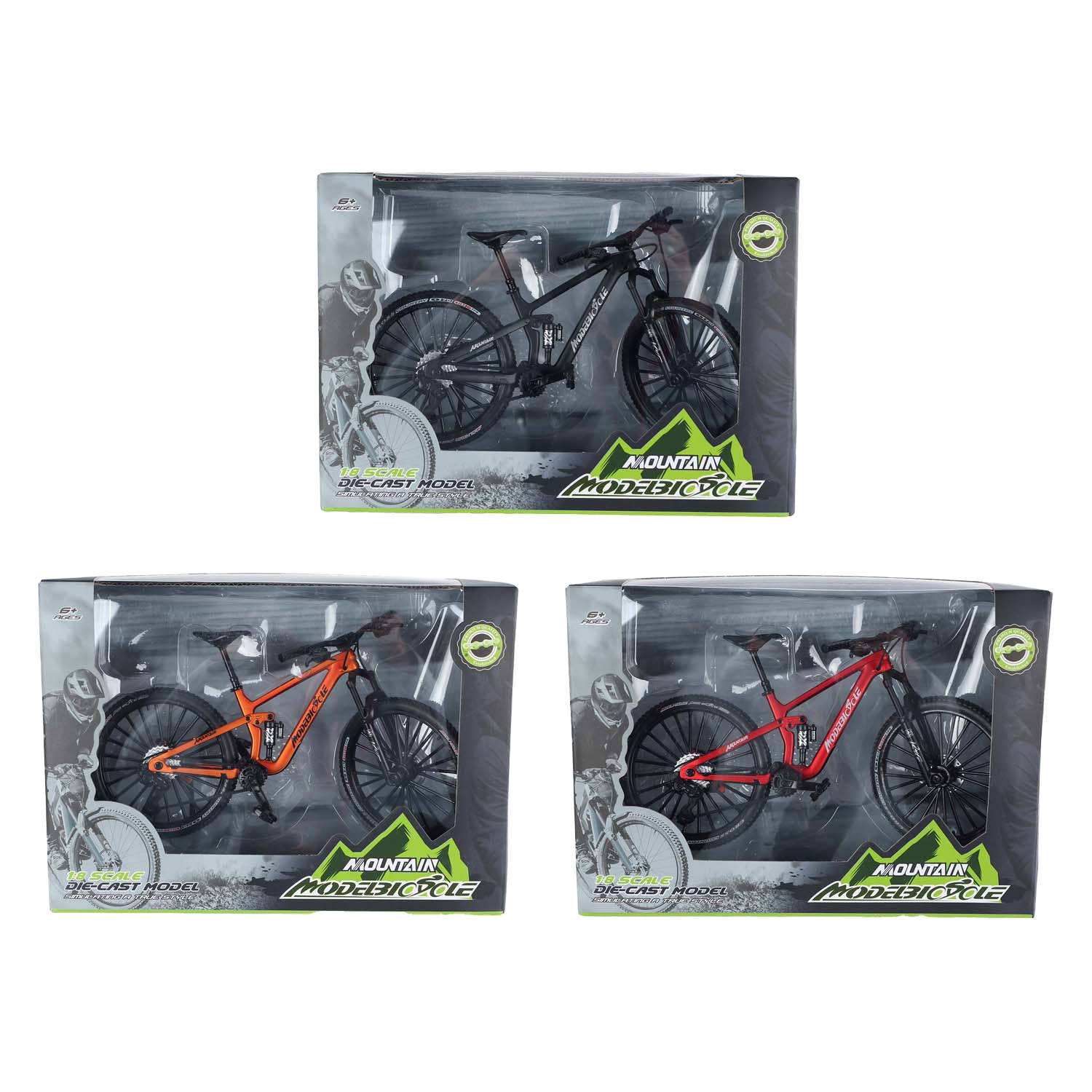 Mountainbike die-cast kleur, 20,5cm