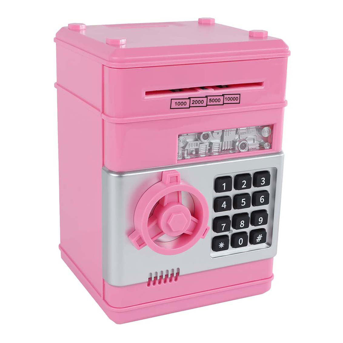 Van manen geldkluis met geheime code roze, 19,5cm