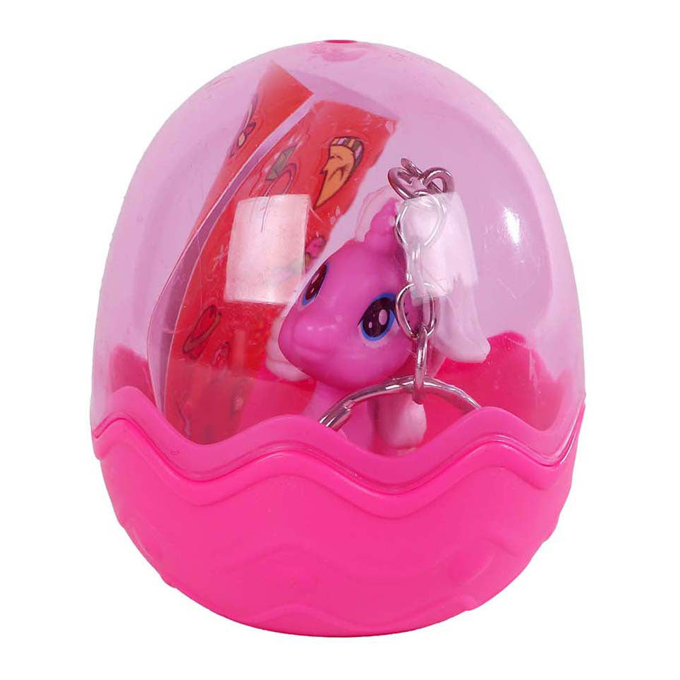 Unicorn sleutelhanger in ei met stickers, set van 12 stuks