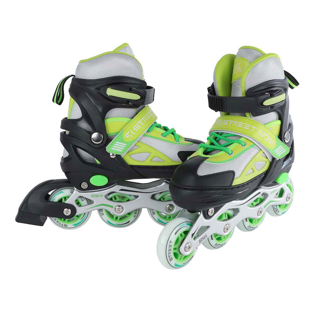 Street rider inline skeelers groen zwart verstelbaar, maat 37-40