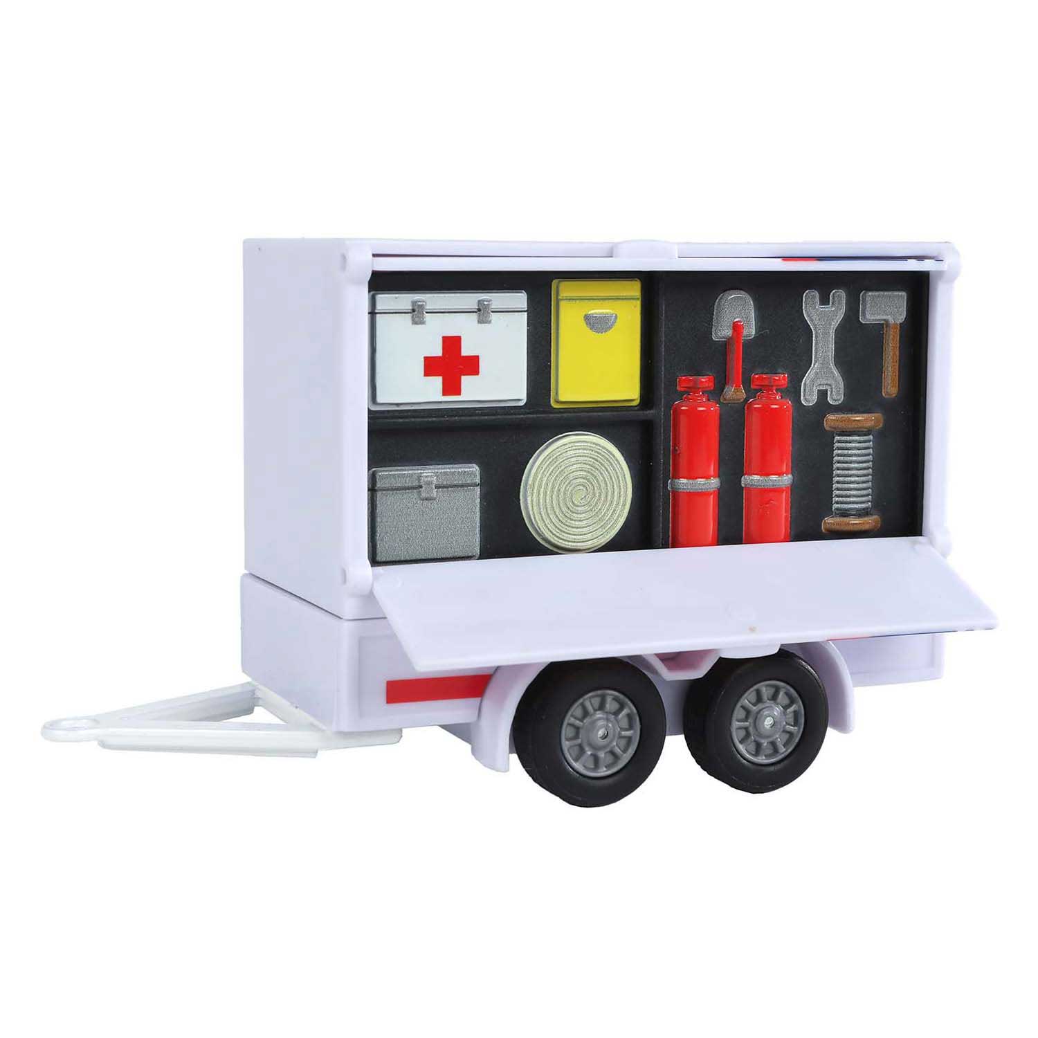 Kids globe vw transporter ambulance met aanhangwagen