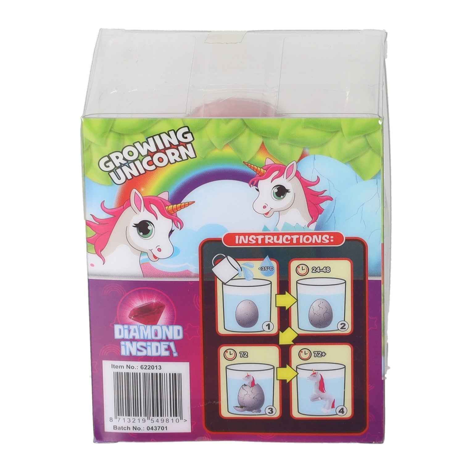 Unicorn ei met groeiende eenhoorn 8cm
