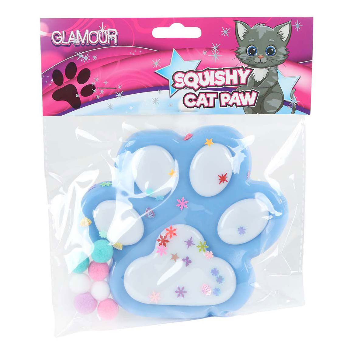 Glamour squishy mega kattenpoot 12,5cm 4 assorti