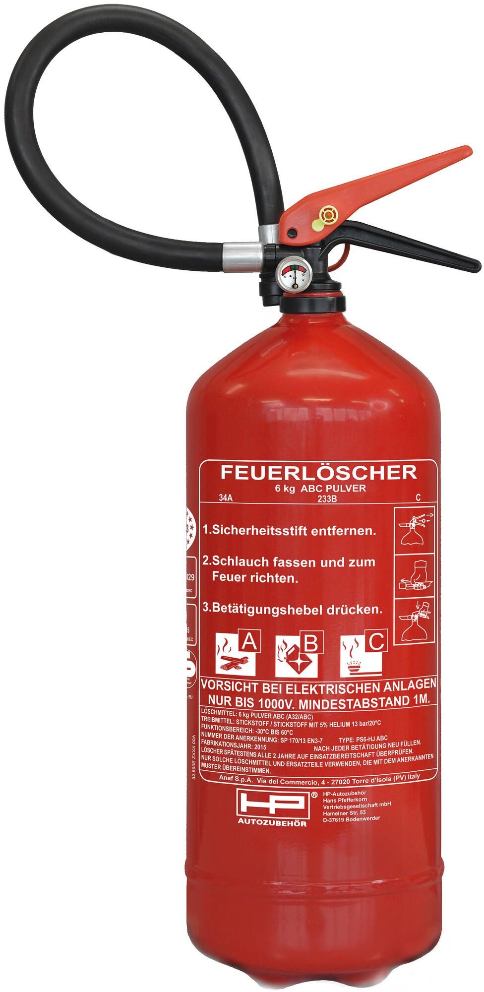Hp brandblusser fire extinguisher abc-pow 6 kg