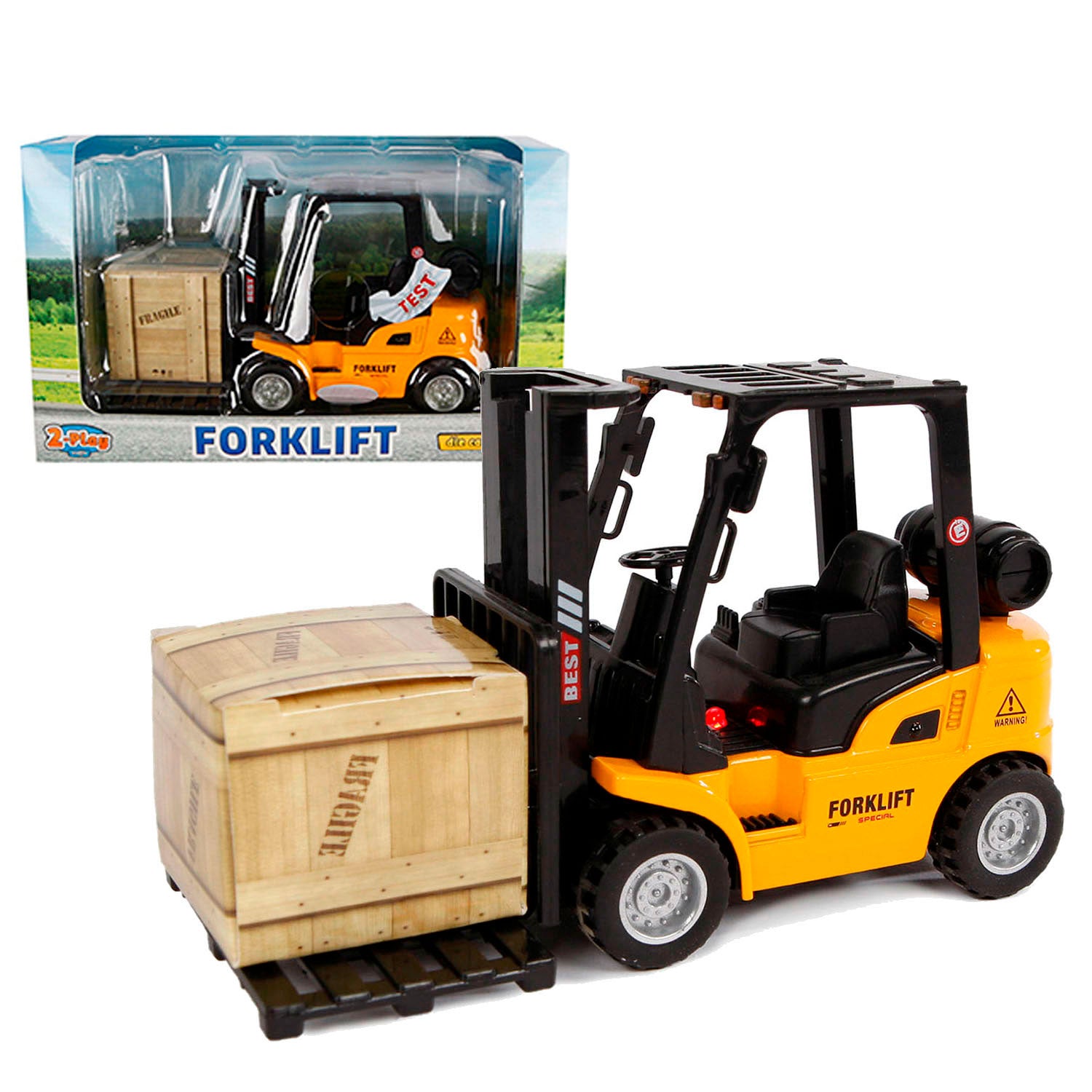 2-play vorkheftruck pull-back - met licht en geluid - 14 cm - vanaf 4 jaar