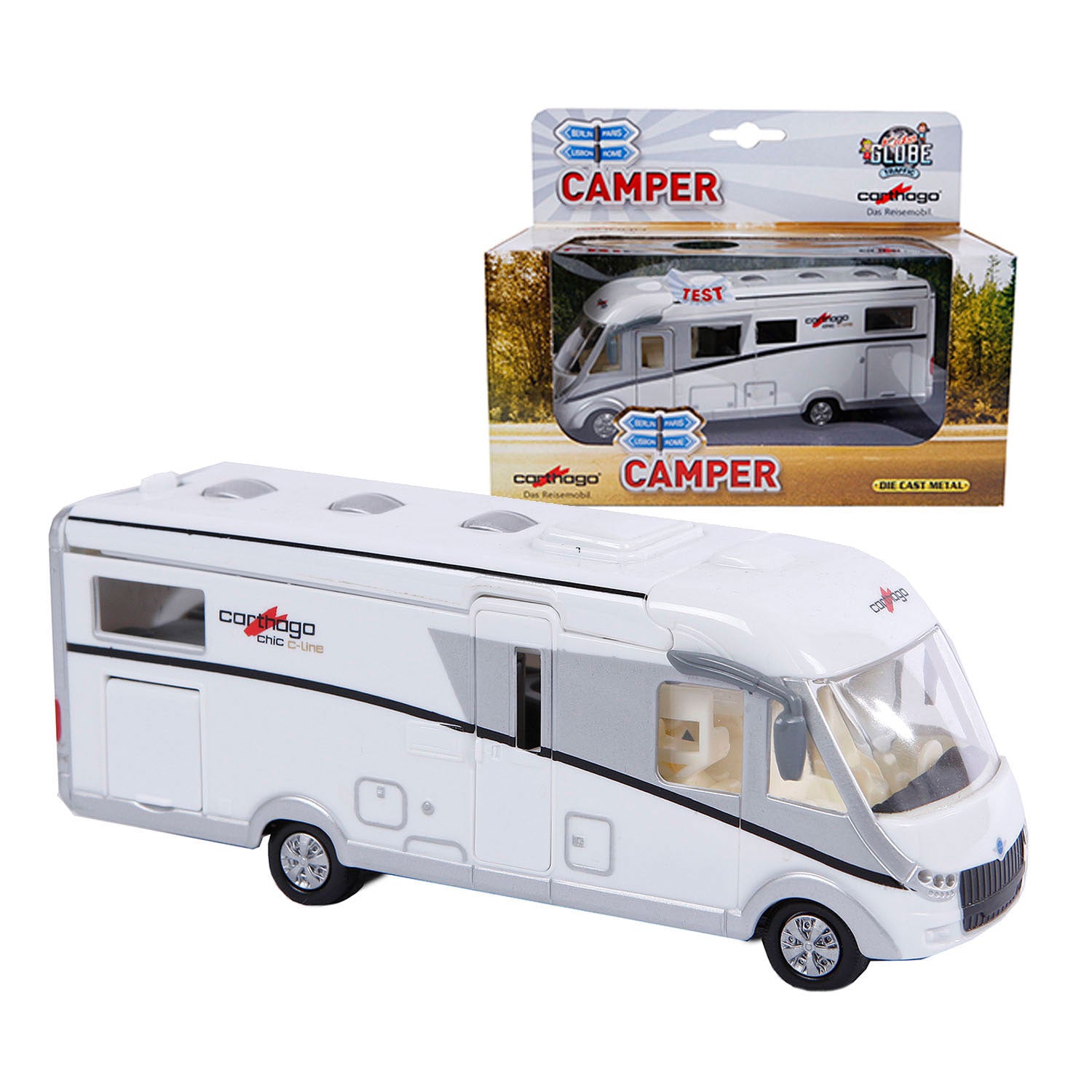 Kids Globe die-cast Carthago camper with lights, 16cm