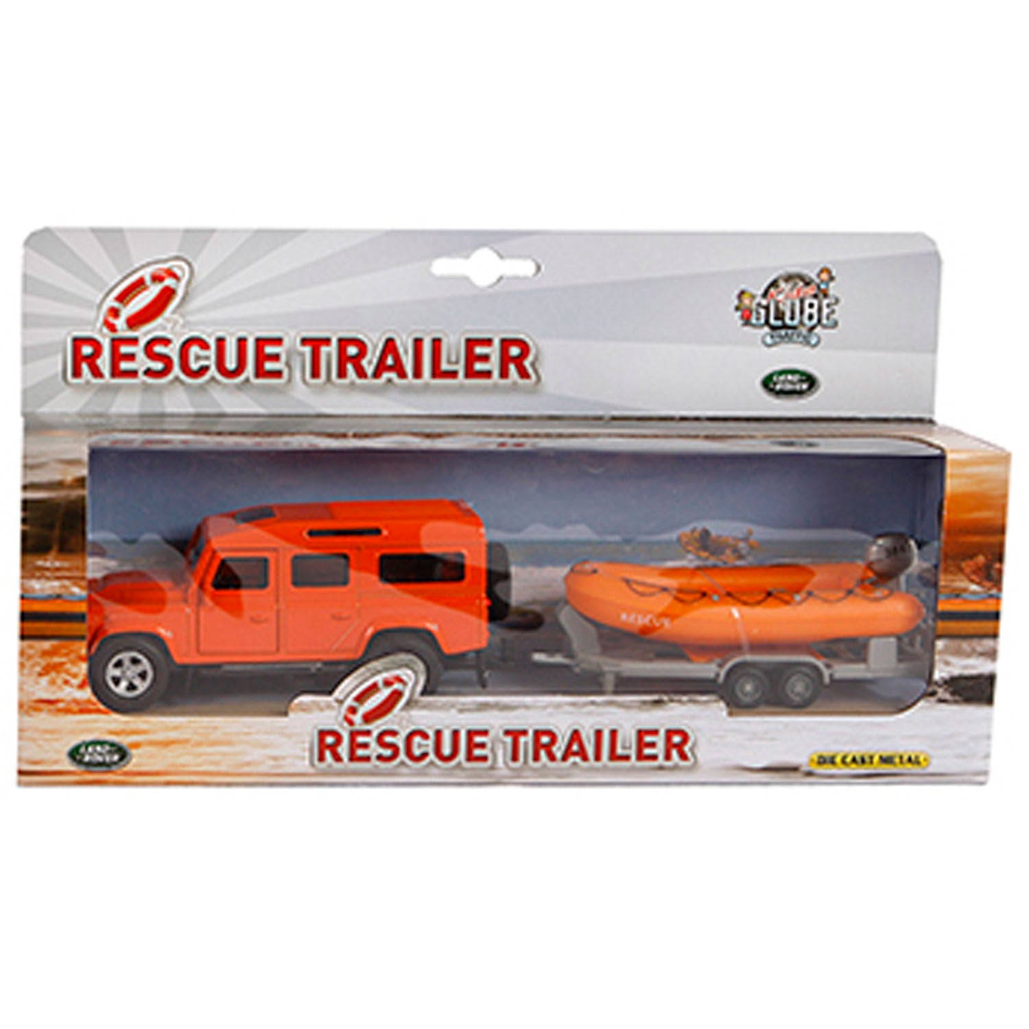Kids Globe Gegoten Land Rover met Reddingslaars, 27cm