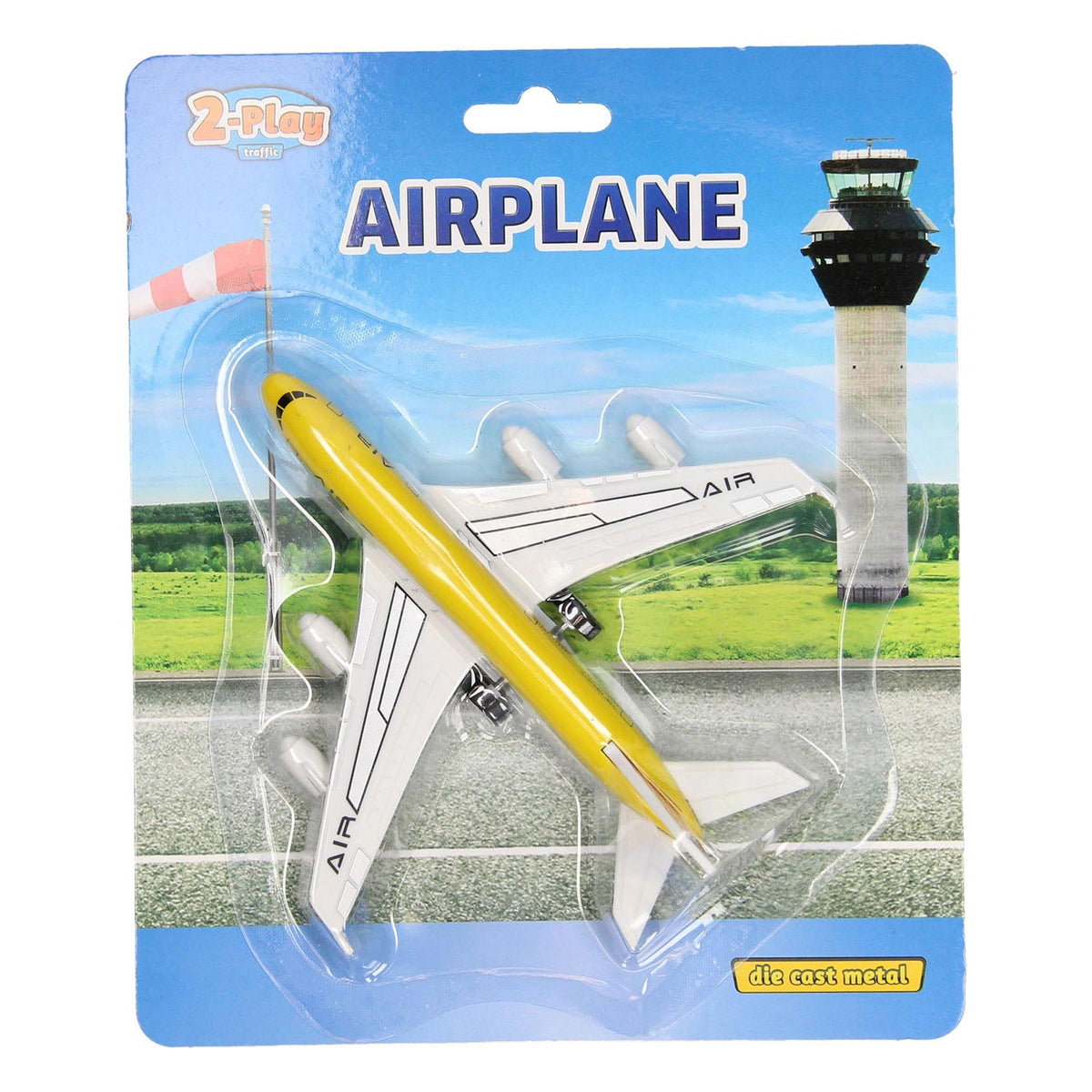 2-play die-cast pull back airplane, 14cm