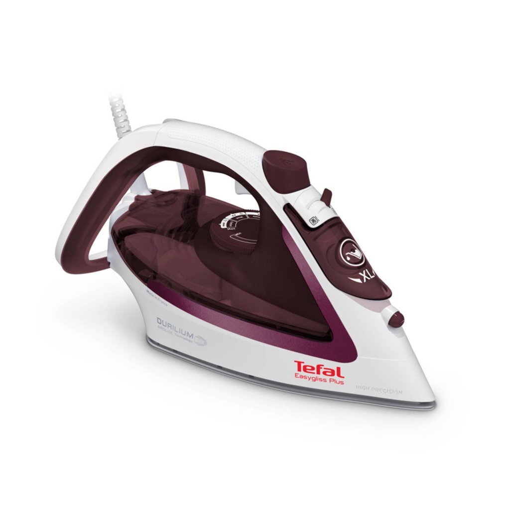 Tefal fv5714 easygliss plus stoomstrijkijzer 2400w bordeaux wit