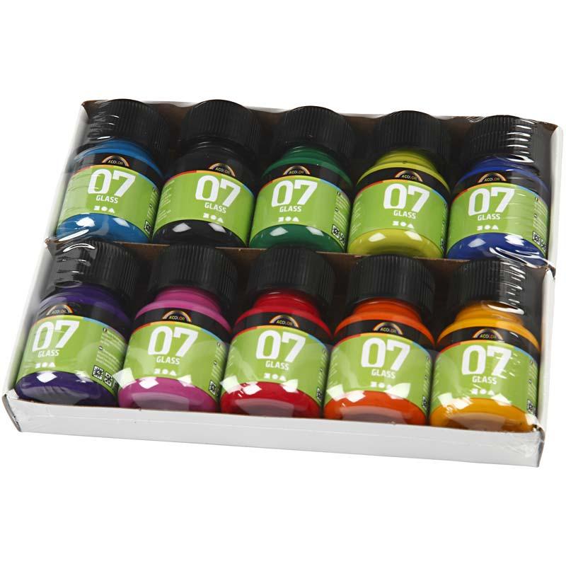 Permanente Glasverf - Set van 10 kleuren, 30ml