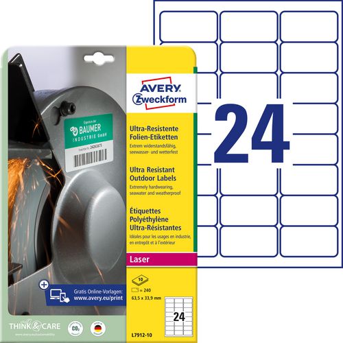 Avery etiketten weerbestendig l7912-10 10 stuks wit