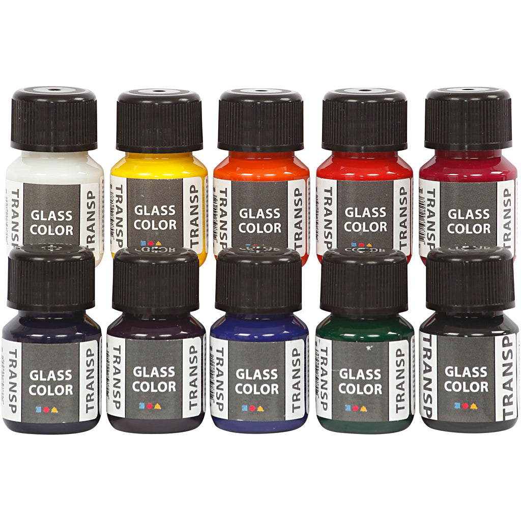 Creativ company glaskleur transparant glasverf kleur, 10x30ml