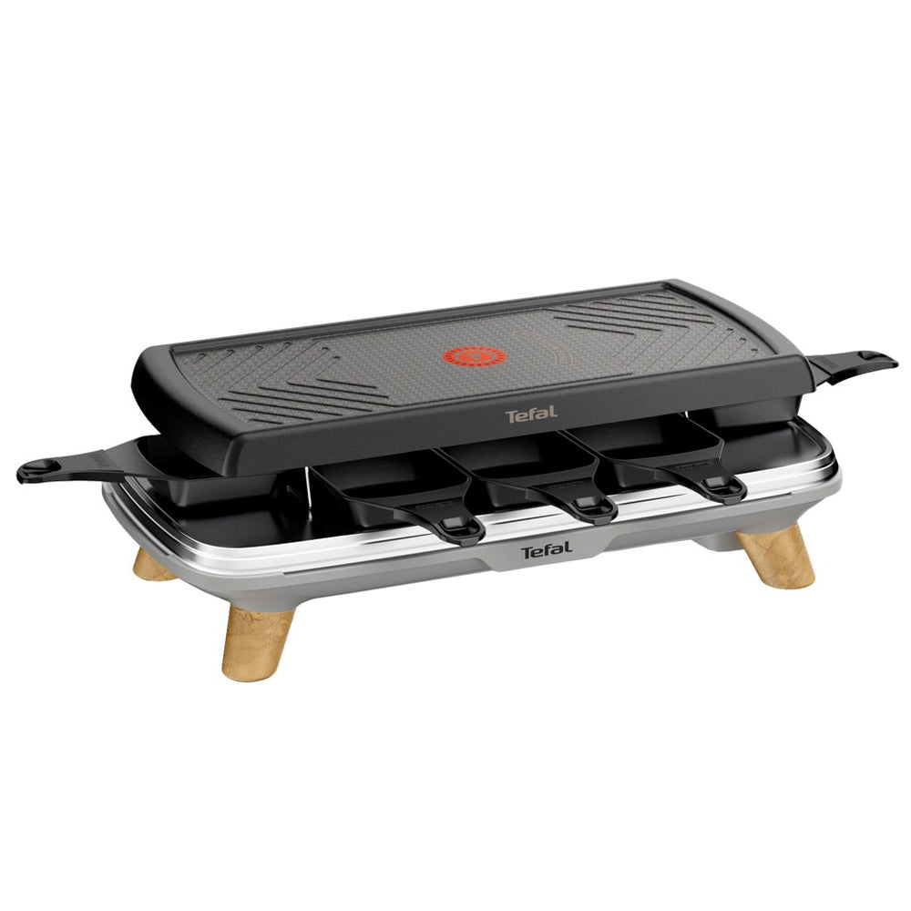 Tefal re610d 3in1 8-persoons raclette zwart rvs hout