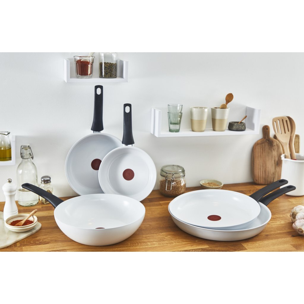 Tefal Kookgerei Tefal Keramiek Bediening Koekenpan 24 cm Wit