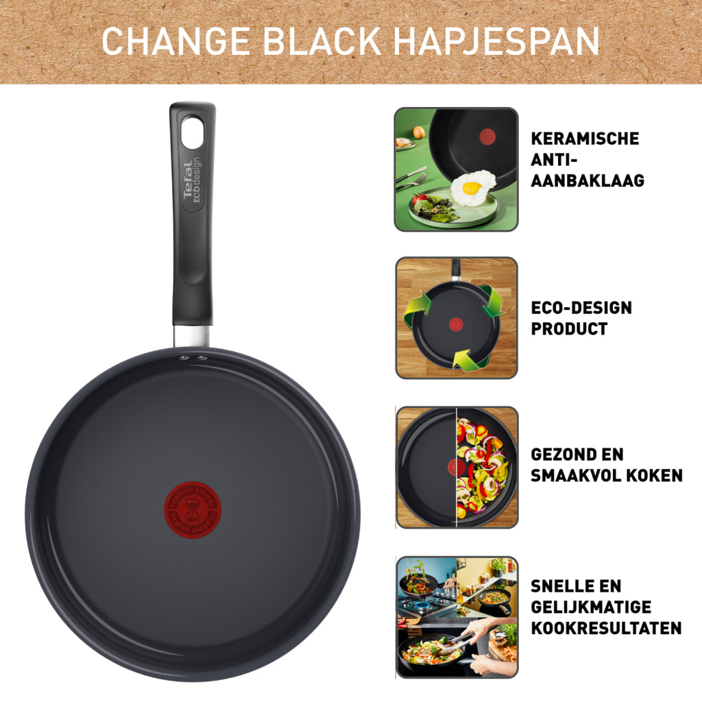 Tefal c47632 change zwart keramische hapjespan 24 cm zwart