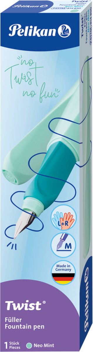 Pelikan twist - vulpen - neo mint blue - medium penpunt