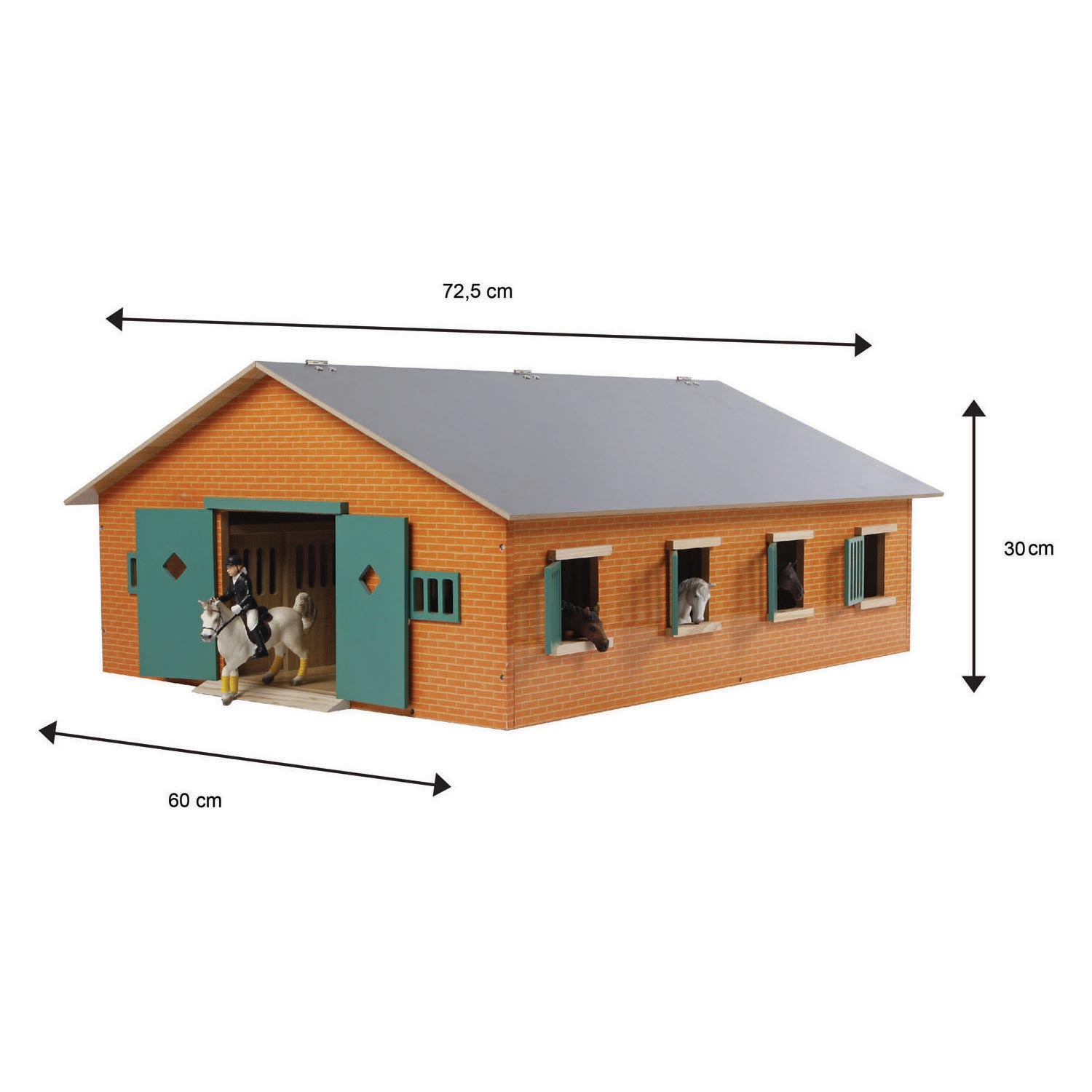 Kids Globe wooden horse stable with 7 stalls, 1:24
