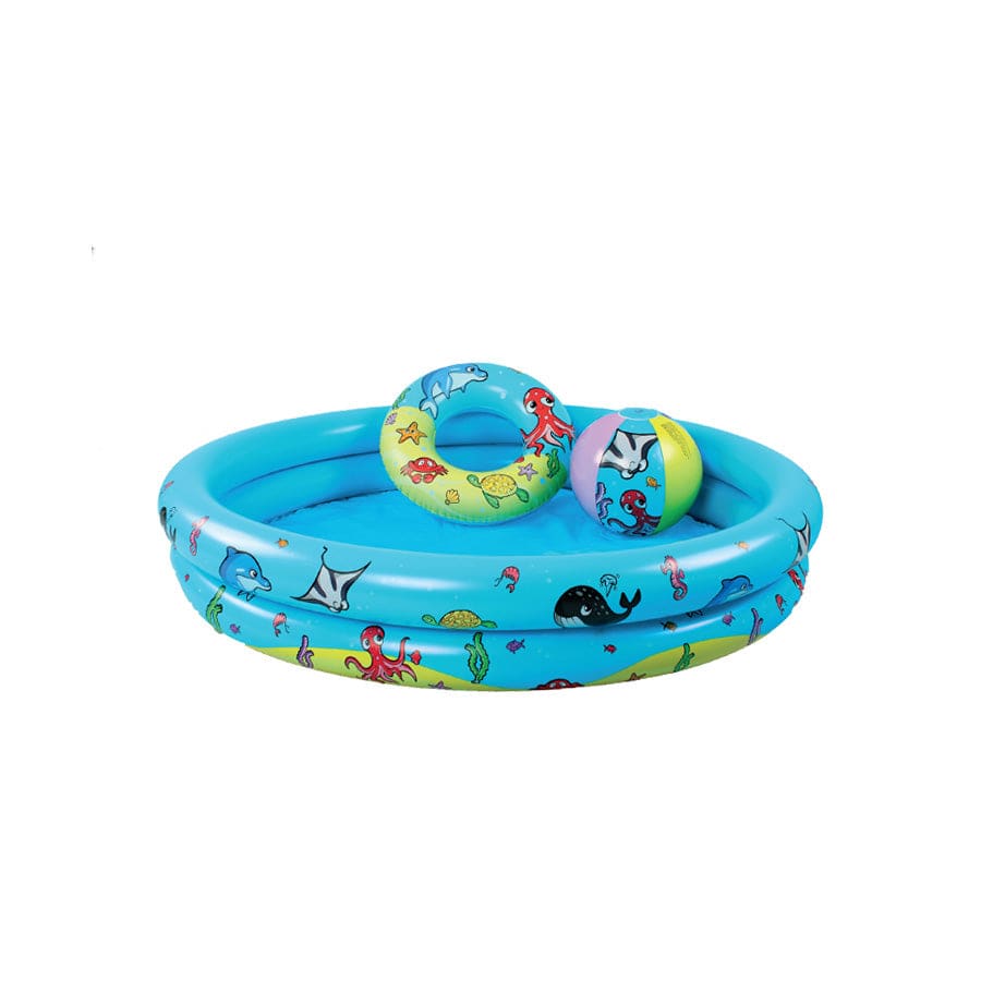 Mini-marinier | meerkleurige speelpoolset: zwembad incl. strandbal zwemring