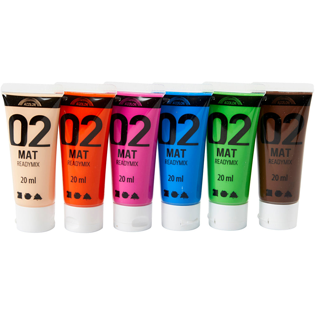 Acrylverf Verschillende Kleuren, 02 - Mat, 6x20ml