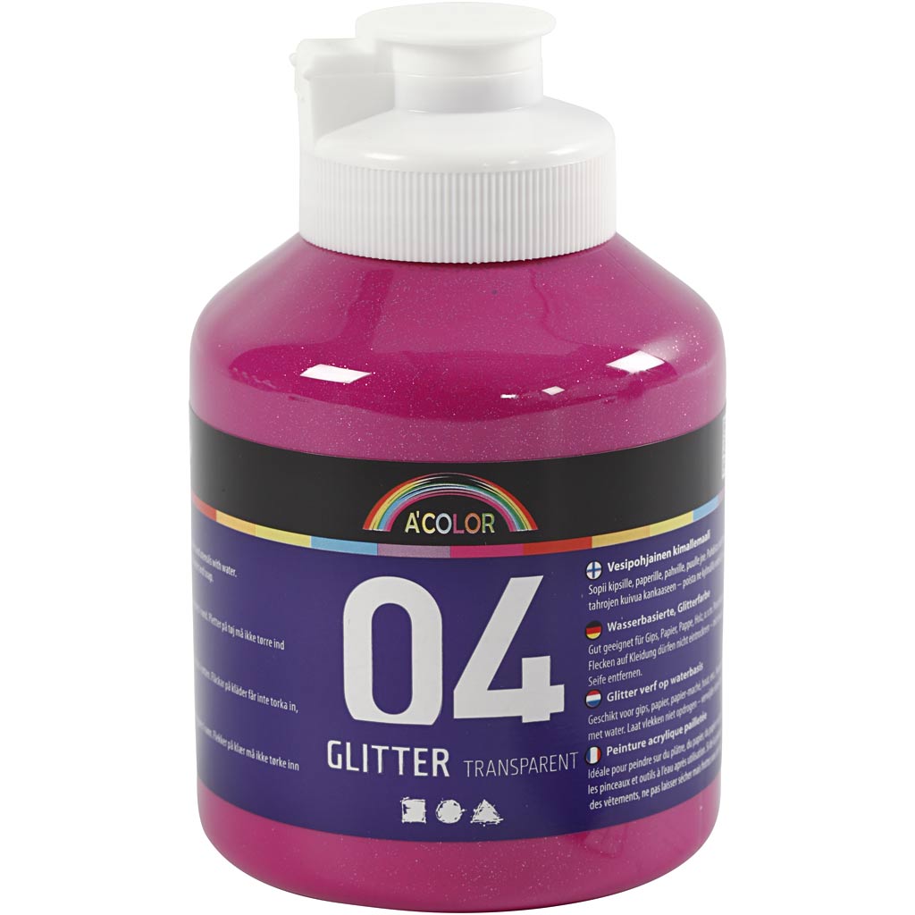 Creativ company acrylverf met glitters, roze, 500 ml 1 fles