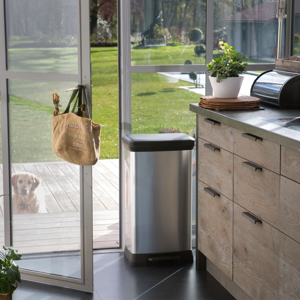 Curver pedaalemmer deco rechthoekig 50 l zilverkleurig