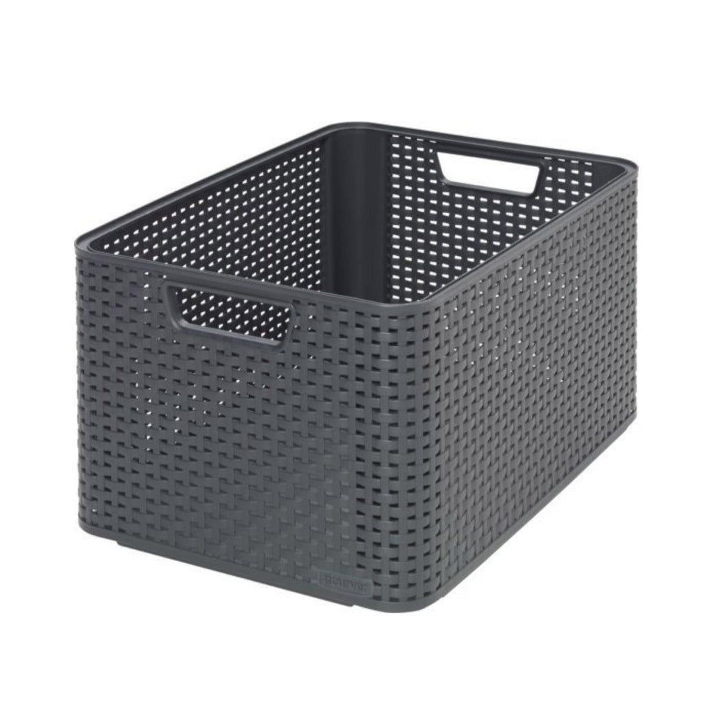 Curver style mand l rotanstyle antraciet (lxbxh 44x32x23cm)