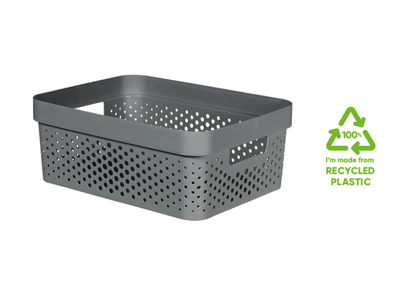 Curver infinity box dots 11l grijs 36x27x14cm 100% recycled