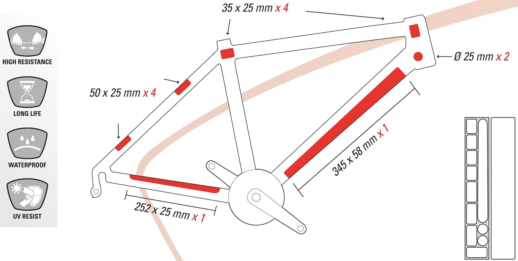Zefal zéfal framebeschermer skin armor frame prot.zéfal skin armor size m 12 parts