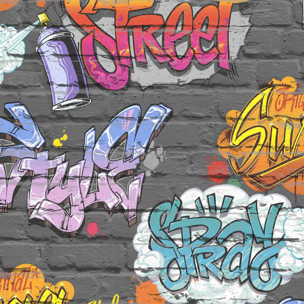 Nederlandse wandbekleding behang graffiti meerkleurig l179-01