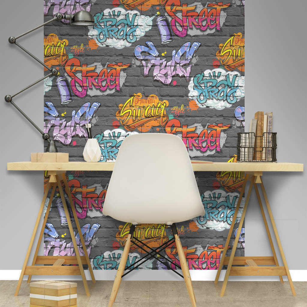 Nederlandse wandbekleding behang graffiti meerkleurig l179-01
