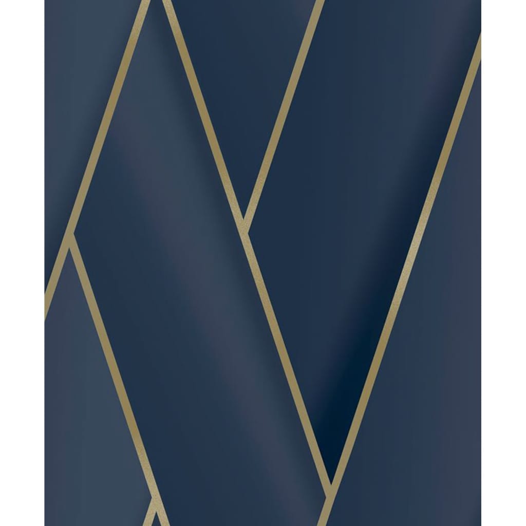 DUTCH WALLCOVERINGS DUTCH WALLCOVERINGS Behang Geometrisch blauw en goudkleurig