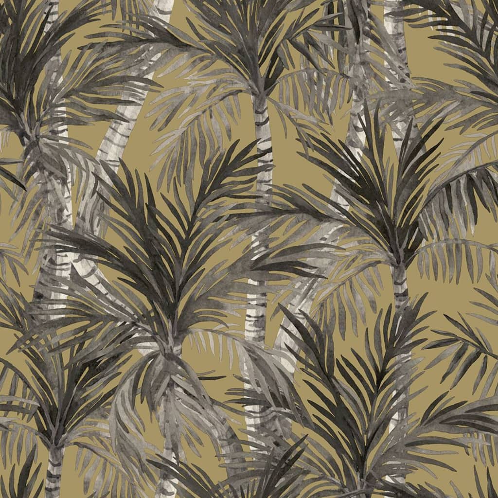 Dutch wallcoverings behang palmbomen goudkleurig en zwart