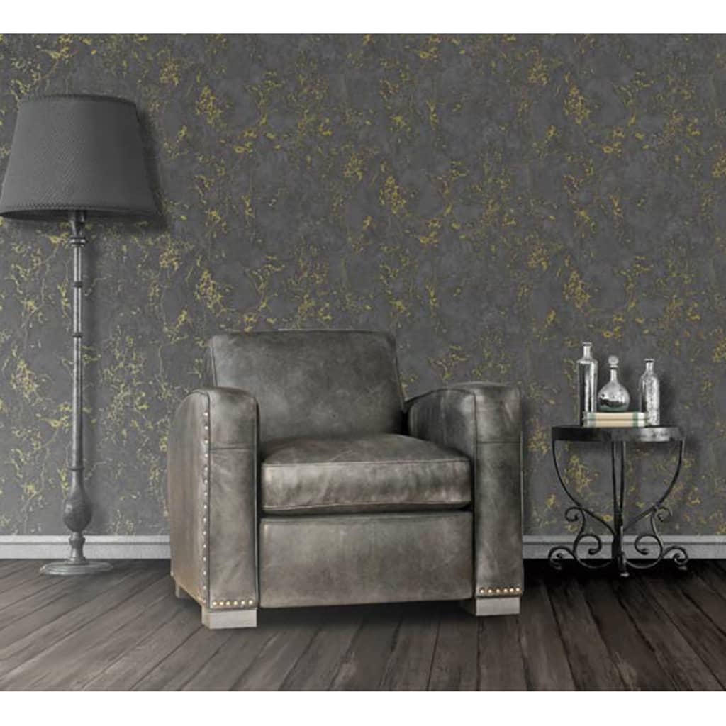 DUTCH WALLCOVERINGS DUTCH WALLCOVERINGS Behang Marmer zwart en goud