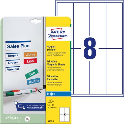 Magneetetiketten avery zweckform 140 x 50 mm wit