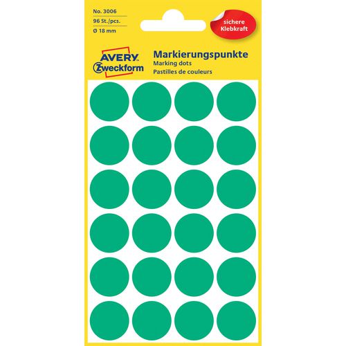 Markeringspunten avery zweckform 3006 groen 96 stuks