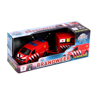 Kinderbol vw transporter brandweer met aanhangwagen
