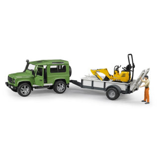 Bruder landrover + aanhanger met graafmachine