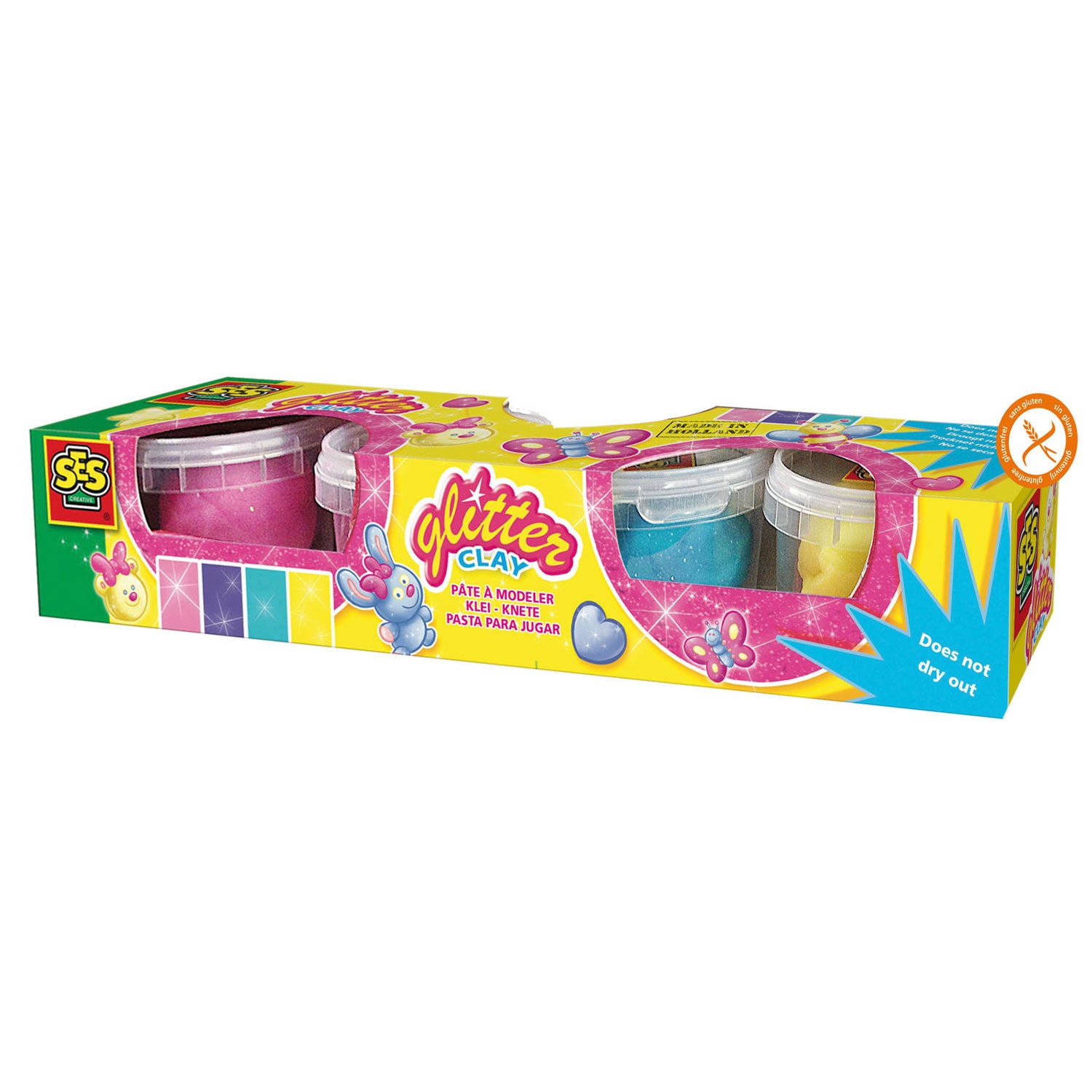 Ses glitterklei - 4 kleipotjes
