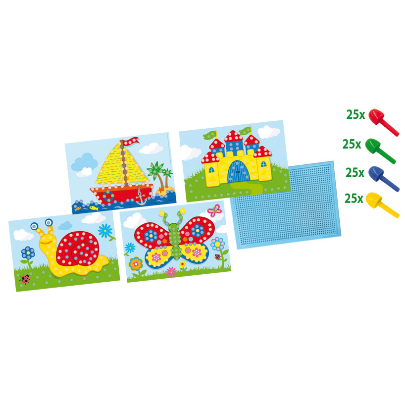 Ses mozaïekbord met kaarten