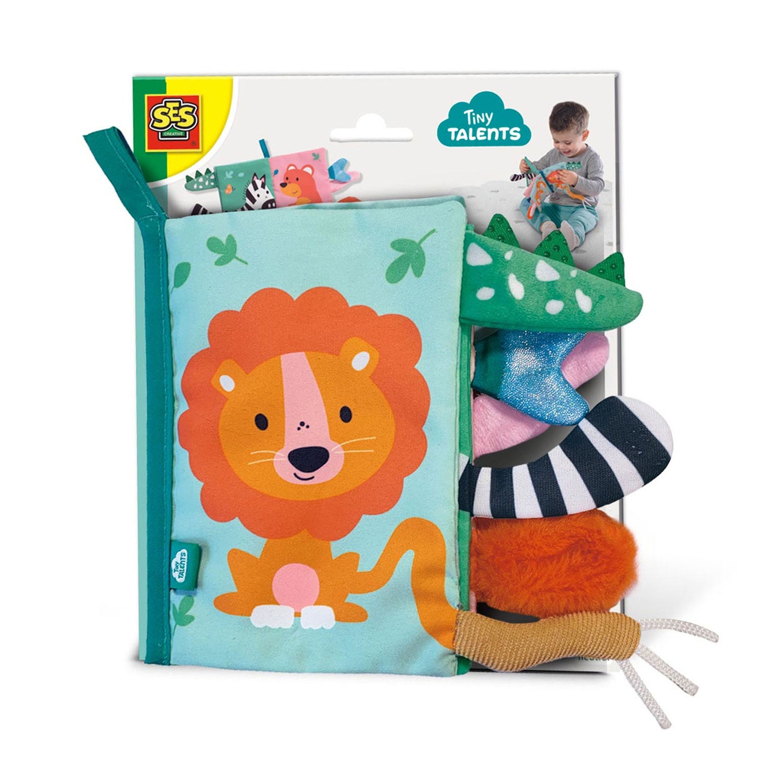 Ses creative ses tiny talents sensory soft dierenstaarten boek